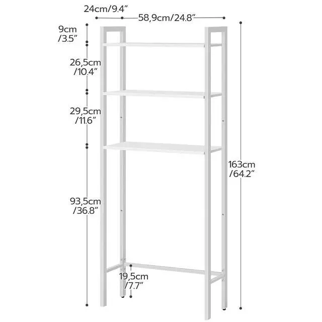 Alt view image 3 of 7 - Over The Toilet Storage, 3-Tier Bathroom Organizer Shelf Over Toilet, Freestanding Bathroom Storage Shelves, Space Saver, Easy to Assemble for Room, White WT41TS01