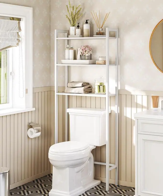 Alt view image 5 of 7 - Over The Toilet Storage, 3-Tier Bathroom Organizer Shelf Over Toilet, Freestanding Bathroom Storage Shelves, Space Saver, Easy to Assemble for Room, White WT41TS01