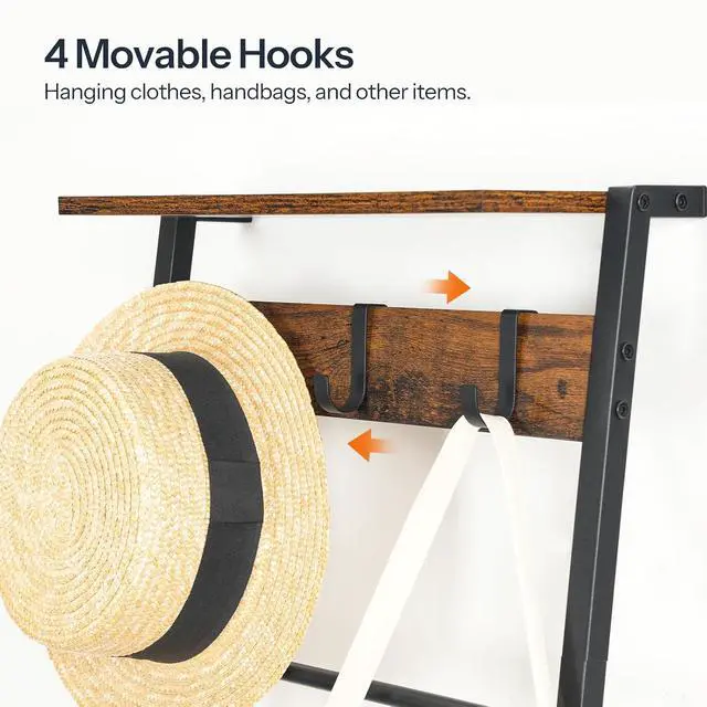 Alt view image 7 of 7 - Blanket Ladder, 7-Tier Giraffe Shape Towel Rack for Living Room and Bedroom, 63.4" H Decorative Ladder Shelf with Hooks, Metal Frame, Industrial Style, Rustic Brown and Black BF13CJ01