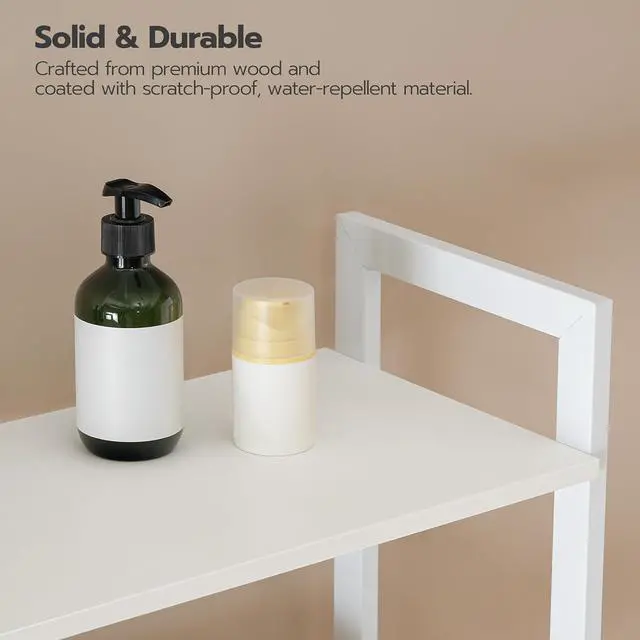 Alt view image 7 of 7 - Over The Toilet Storage, 3-Tier Bathroom Organizer Shelf Over Toilet, Freestanding Bathroom Storage Shelves, Space Saver, Easy to Assemble for Room, White WT41TS01