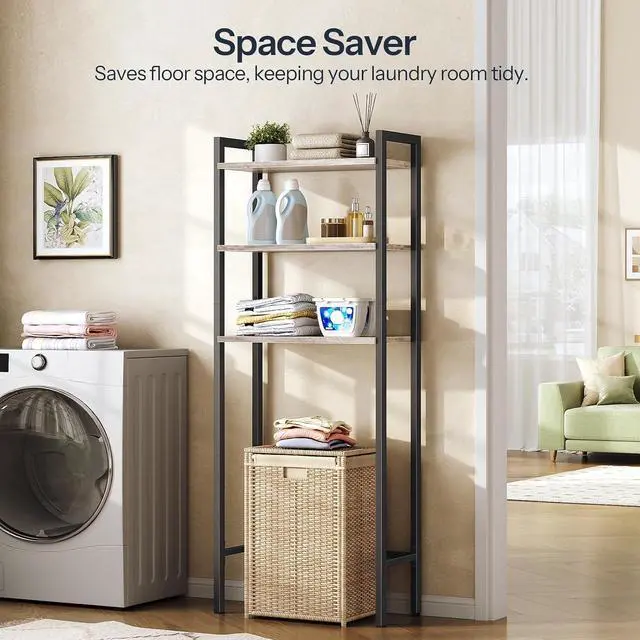 Alt view image 5 of 7 - Over The Toilet Storage, 3-Tier Bathroom Organizer Shelf Over Toilet, Freestanding Bathroom Storage Shelves, Space Saver, Easy to Assemble for Room, Greige and Black BG41TS01