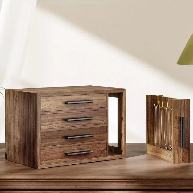Alt view image 3 of 7 - 4-Layer Jewelry Box for Women and Jewelry Box with Mirror Bundle, Vertical Storage, Christmas Gift, Gift for Loved Ones, for Earrings, Rings, Necklaces, Bracelets BH09JB04-WT03JB04G2