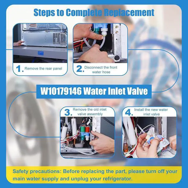 Alt view image 7 of 7 - W10179146, WPW10179146 Water Inlet Valve Compatible with whirlpool, kenmore, maytag, amana, kitchen aid and ikea Refrigerator(not all models), Replacement: W10155357, 1546655, AP6016381, PS11749668