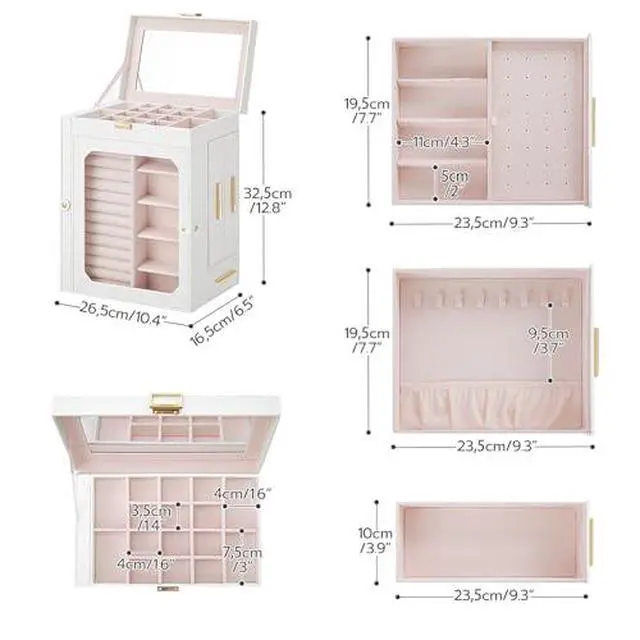 Alt view image 5 of 7 - Jewelry Box for Women and 6 Layer Jewelry Box Bundle, Jewelry Organizer Box, Gift for Loved Ones, for Earrings, Rings, Necklaces, Bracelets WT03JB04G2-BH12JB04