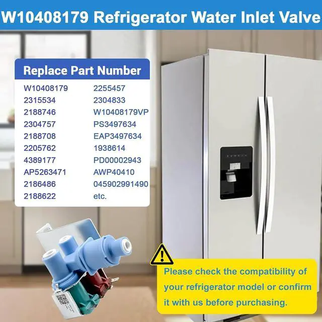 Alt view image 3 of 7 - W10408179, 2304757 Refrigerator Water Inlet Valve Fit for whirlpool, kenmore, maytag, kitchenaid, amana, estate, Replaces 2315534, 2188746, 2188708, 2205762, 4389177, AP5263471, 2186486, 2188622 etc.
