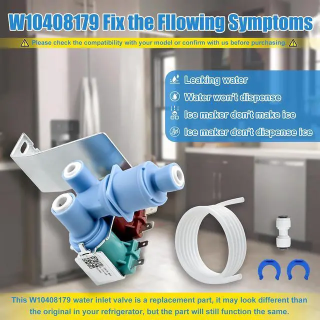 Alt view image 4 of 7 - W10408179, 2304757 Refrigerator Water Inlet Valve Fit for whirlpool, kenmore, maytag, kitchenaid, amana, estate, Replaces 2315534, 2188746, 2188708, 2205762, 4389177, AP5263471, 2186486, 2188622 etc.