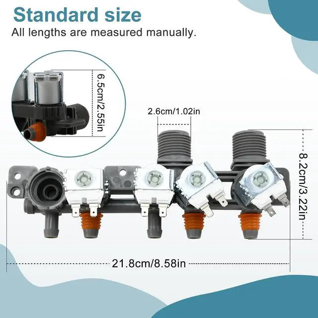Alt view image 4 of 6 - AJU75152602 Washer Inlet Valve Assembly compatible with lg WT7100CW, WT7150CW, WT7300CV, WT7300CW, WT7400CW, WT7800CW, WT7900HBA, WT7305CV, WT7400CV, WT7800CV WT7155CW, WT7405CV, WT7405CW etc Series