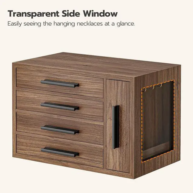 Alt view image 5 of 7 - 4-Layer Jewelry Box for Women and Jewelry Box with Mirror Bundle, Vertical Storage, Christmas Gift, Gift for Loved Ones, for Earrings, Rings, Necklaces, Bracelets BH09JB04-WT03JB04G2