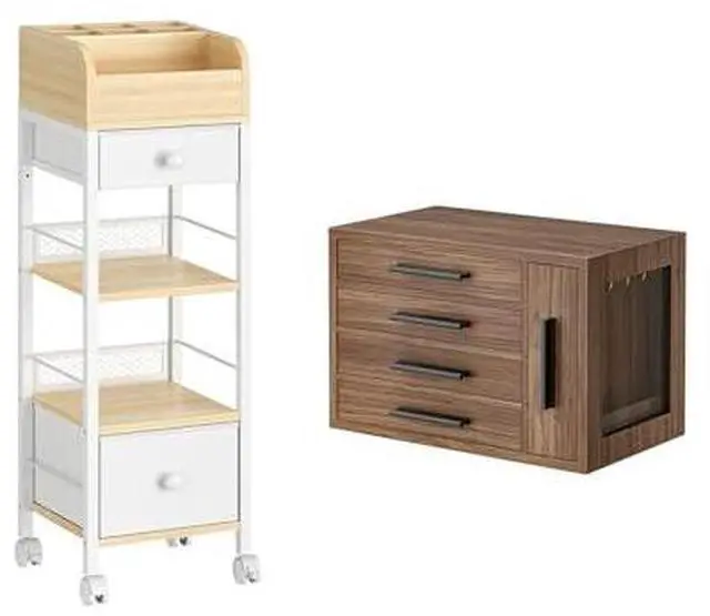Main image of Jewelry Box for Women and Mobile Makeup Storage with Swivel Casters and Leveling Feet Bundles, 4-Layer Jewelry Organizer Box, Cosmetics Display Holder, for Earrings, Necklaces, Rings BH09JB04-W
