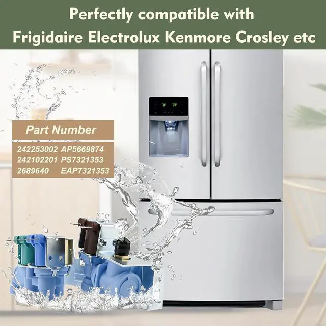 Alt view image 2 of 7 - 242253002 242102201 Refrigerator Water Inlet Valve Compatible with frigidaire electrolux kenmore crosley etc Refrigerators (Some Models), Replace Number: 2689640, AP5669874, PS7321353, EAP7321353 etc