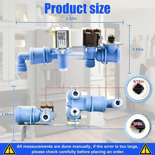 Alt view image 7 of 7 - 242252702, 240531101 Water Inlet Valve Compatible with Frigidaire, Kenmore, Electrolux, Crosley etc Refrigerator, Replace 2692163, AP5671757, PS7784018, 241734301, K-76150, WV2702 etc, 1 Year warranty