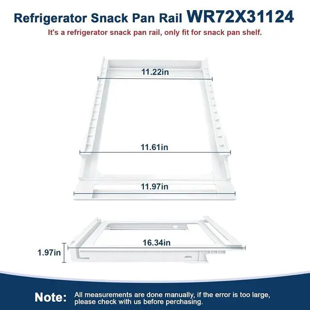 Alt view image 4 of 7 - WR72X31124 Snack Pan Rail Compatible with ge Refrigerator(some model, not all): GIE17GSNDRSS, GTS22KYNBRFS, GTS22KYNDRFS etc. Snack Pan Rail Cover AP6978678 replace PS12744172, EAP12744172, 4959241