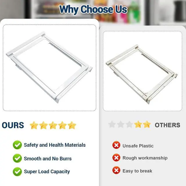 Alt view image 7 of 7 - WR72X31124 Snack Pan Rail Compatible with ge Refrigerator(some model, not all): GIE17GSNDRSS, GTS22KYNBRFS, GTS22KYNDRFS etc. Snack Pan Rail Cover AP6978678 replace PS12744172, EAP12744172, 4959241