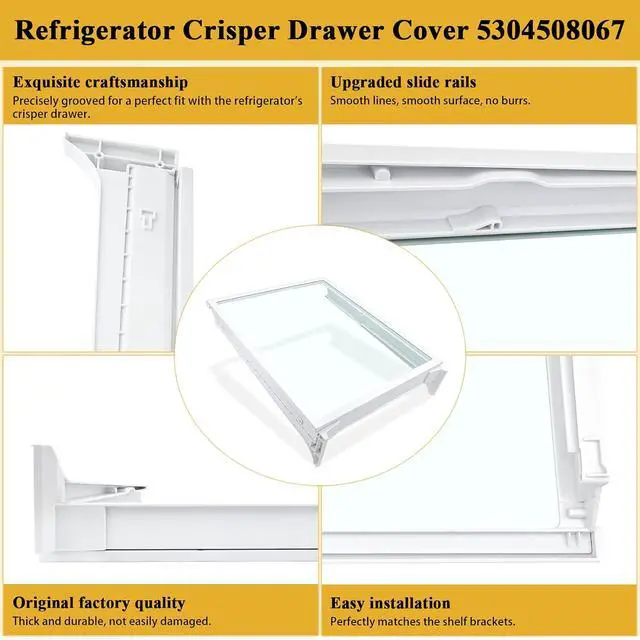 Alt view image 5 of 7 - 5304508067 Crisper Drawer Cover, Compatible with Frigidaire, Crosley, White-Westinghouse, Kenmore Refrigerator, FFHB2750TD0, 25370347410, etc, Replacement 5304519462, 5304508410 Drawer Cover