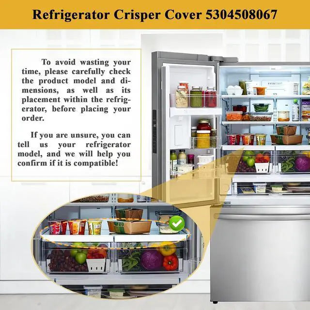 Alt view image 7 of 7 - 5304508067 Crisper Drawer Cover, Compatible with Frigidaire, Crosley, White-Westinghouse, Kenmore Refrigerator, FFHB2750TD0, 25370347410, etc, Replacement 5304519462, 5304508410 Drawer Cover