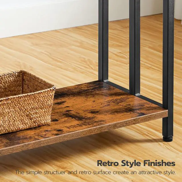 Alt view image 5 of 7 - Free Standing Towel Rack, 3 Tier Blanket Rack, Blanket Holder for Bathroom, 23.6" L x 11" W x 31.9" H, Industrial Metal Drying and Display Rack with Shelf, Rustic Brown and Black BF06LB01