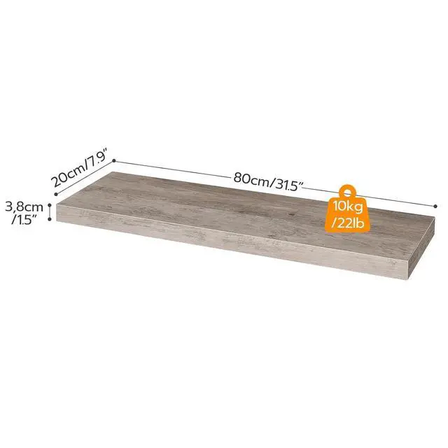 Alt view image 3 of 7 - Floating Shelves for Wall, Wall Mounted Shelf Set of 2, 31.5" Hanging Shelf with Invisible Brackets, for Wall Decor Storage in Bathroom Bedroom Kitchen Living Room Office, Greige BG80BJP201