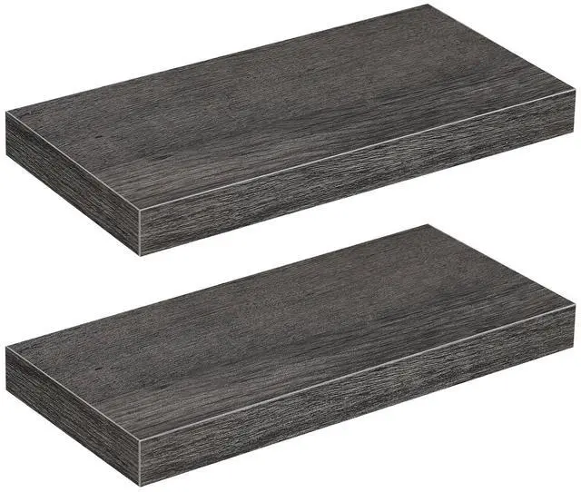 Main image of Floating Shelves for Wall, Wall Mounted Shelf Set of 2, 15.7" Hanging Shelf with Invisible Brackets, for Wall Decor Storage in Bathroom Bedroom Kitchen Livingroom Office, Charcoal Gray BC40BJ01