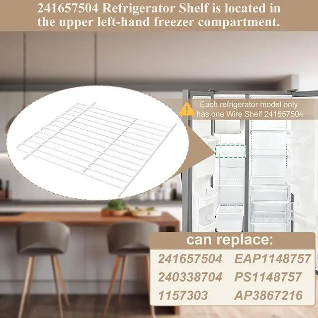 Alt view image 3 of 7 - Upgraded 241657504 Refrigerator Wire Shelf Replacment 240338704 Upper Freezer Shelf, Compatible with Frigidaire Refrigerator BFHS2611LM0, Kenmore Refrigerator 25351622100, Crosley, Gibson, etc