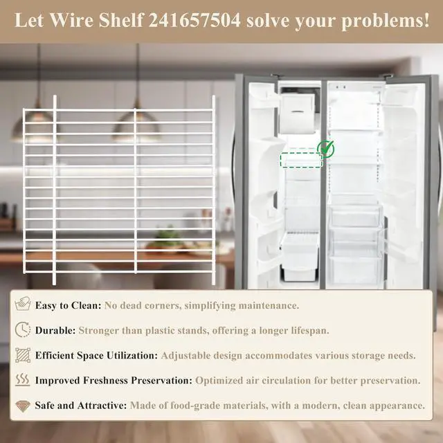 Alt view image 6 of 7 - Upgraded 241657504 Refrigerator Wire Shelf Replacment 240338704 Upper Freezer Shelf, Compatible with Frigidaire Refrigerator BFHS2611LM0, Kenmore Refrigerator 25351622100, Crosley, Gibson, etc