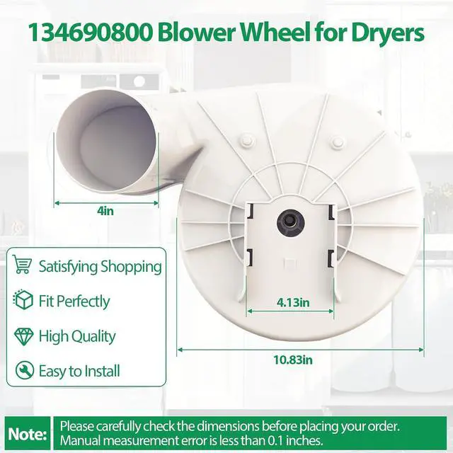 Alt view image 2 of 7 - Upgraded 134690800, 7134690800 Dryer Blower Wheel and Housing Assembly Compatible with Frigidaire, Kenmore, Electrolux Dryer, Replacement 1482914, PS2349262, 134690701, 1346908 Blower Wheel Housing