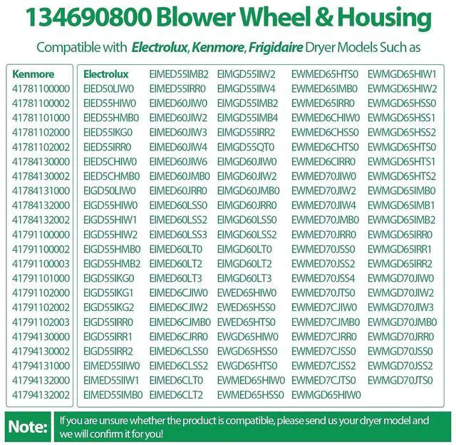 Alt view image 4 of 7 - Upgraded 134690800, 7134690800 Dryer Blower Wheel and Housing Assembly Compatible with Frigidaire, Kenmore, Electrolux Dryer, Replacement 1482914, PS2349262, 134690701, 1346908 Blower Wheel Housing