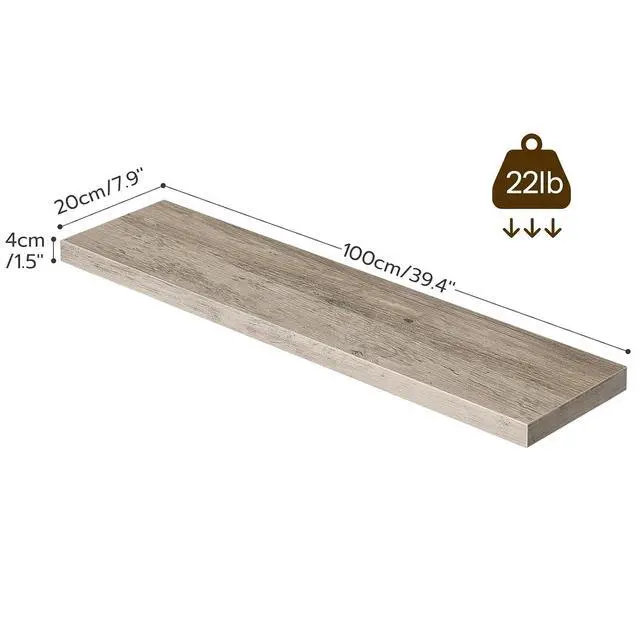 Alt view image 3 of 7 - Floating Shelves for Wall, Wall Mounted Shelf Set of 2, 39.4" Hanging Shelf with Invisible Brackets, for Wall Decor Storage in Bathroom Bedroom Kitchen Living Room Office, Greige BG100BJP201