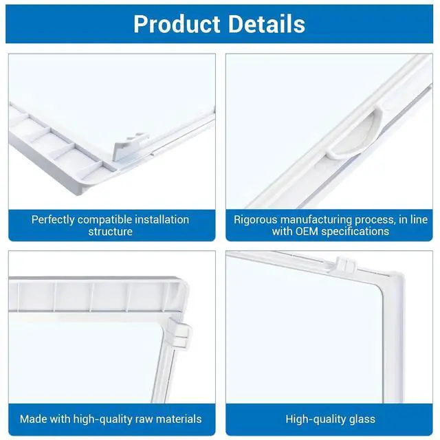 Alt view image 5 of 7 - DA67-02417A Upper Refrigerator Fresh Food Glass Shelf Compatible with samsung RH25H5611SR RS25H5111SG RS25J500DSG RS261MDBP RS261MDRS RS265TDRS RS25H5000SR RS263TDRS RS267TDRS etc Refrigerator