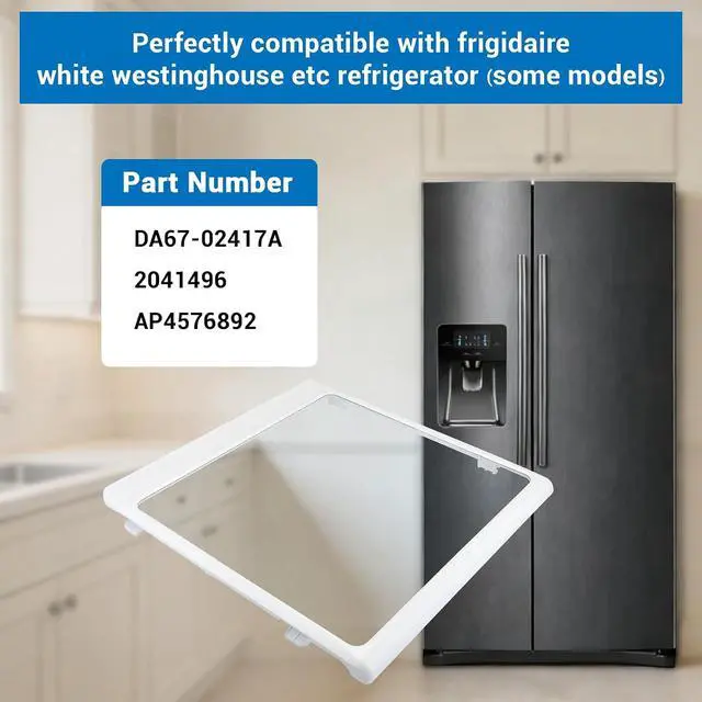 Alt view image 2 of 7 - DA67-02417A Upper Refrigerator Fresh Food Glass Shelf Compatible with samsung RH25H5611SR RS25H5111SG RS25J500DSG RS261MDBP RS261MDRS RS265TDRS RS25H5000SR RS263TDRS RS267TDRS etc Refrigerator