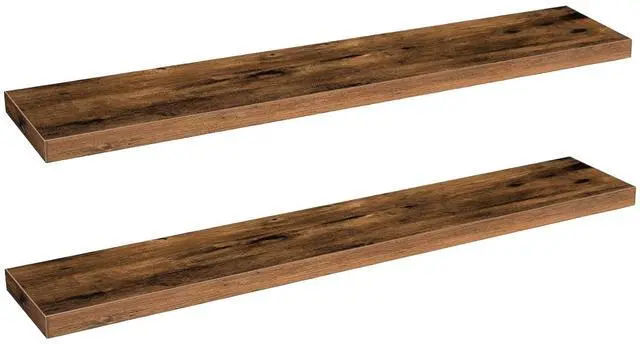 Main image of Floating Shelves for Wall, Wall Mounted Shelf Set of 2, 47.2" Hanging Shelf with Invisible Brackets, for Wall Storage in Bathroom Bedroom Kitchen Living Room Office, Rustic Brown BF120BJP201