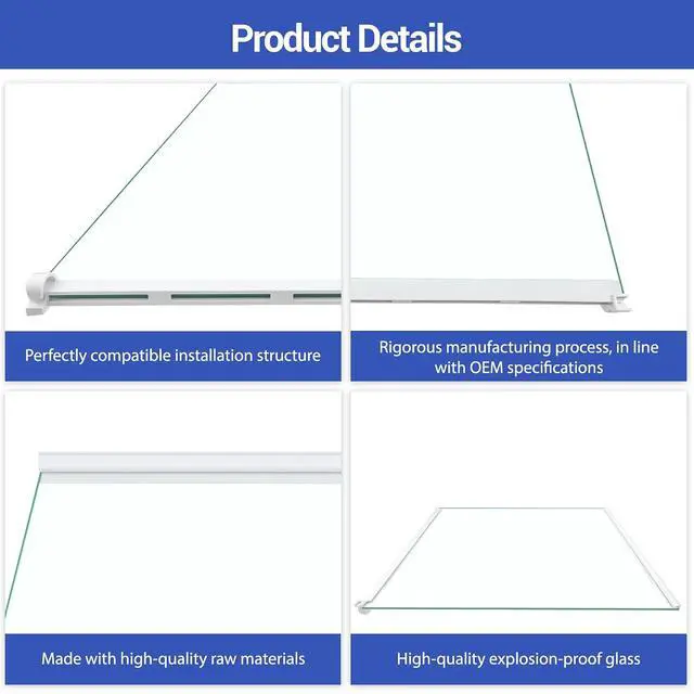 Alt view image 6 of 7 - 5304525933 Glass Shelf Assembly Compatible with frigidaire, white westinghouse etc refrigerators (some models), FRSS26L3AF0 FRSS2623AW8 FRSS2623ASC FRSS2623ASD etc, Part Number: 4962097 AP6997338 etc