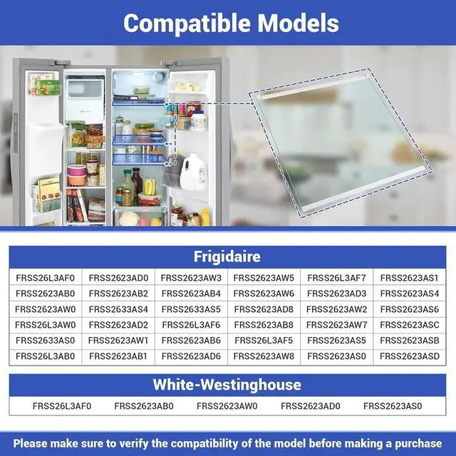Alt view image 5 of 7 - 5304525933 Glass Shelf Assembly Compatible with frigidaire, white westinghouse etc refrigerators (some models), FRSS26L3AF0 FRSS2623AW8 FRSS2623ASC FRSS2623ASD etc, Part Number: 4962097 AP6997338 etc