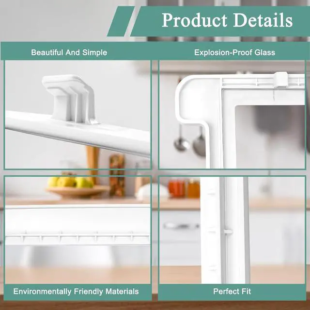Alt view image 6 of 7 - UPGRADED AHT73514302 Refrigerator Glass Shelf Assembly Compatible with Kenmore Glass Rack 79568032210, 79579439218, 79579432216, LG Refrigerator Shelf LTCS24223S/07, LRTLS2403S/00, LTWS24223S/01