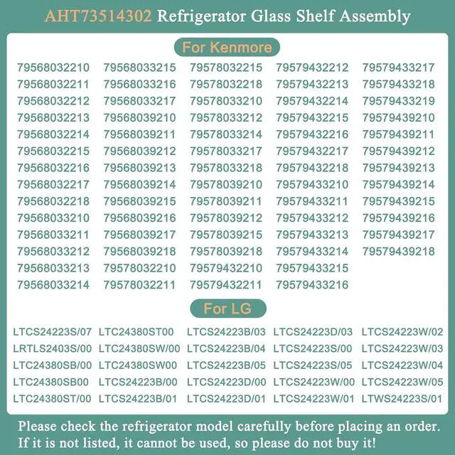 Alt view image 4 of 7 - UPGRADED AHT73514302 Refrigerator Glass Shelf Assembly Compatible with Kenmore Glass Rack 79568032210, 79579439218, 79579432216, LG Refrigerator Shelf LTCS24223S/07, LRTLS2403S/00, LTWS24223S/01