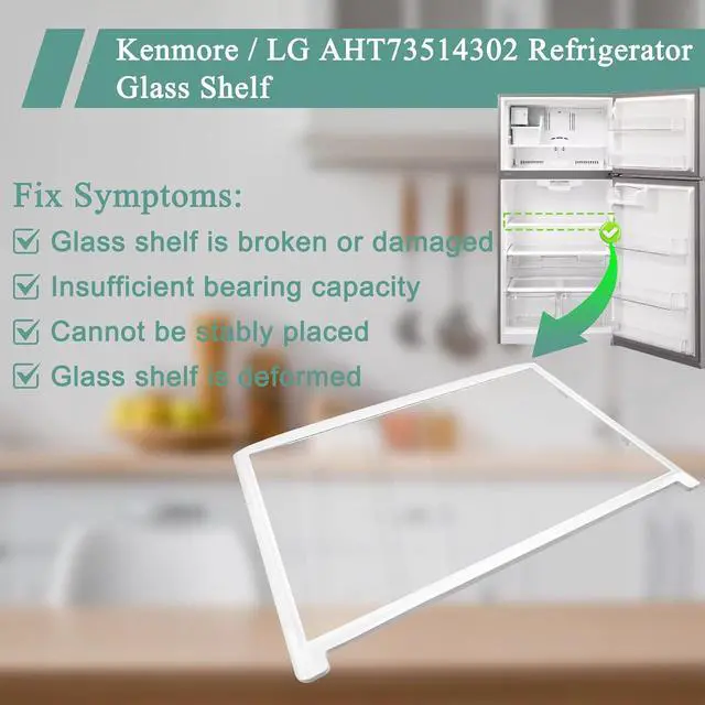 Alt view image 5 of 7 - UPGRADED AHT73514302 Refrigerator Glass Shelf Assembly Compatible with Kenmore Glass Rack 79568032210, 79579439218, 79579432216, LG Refrigerator Shelf LTCS24223S/07, LRTLS2403S/00, LTWS24223S/01