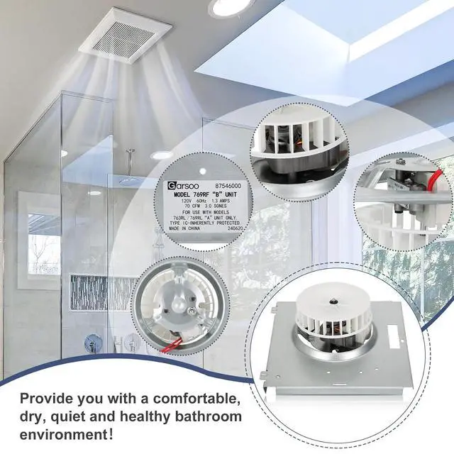 Alt view image 4 of 7 - 769RFT B Unit, 87546000 B-Unit Motor Assembly Compatible with Broan NuTone 679RL B Unit, 769RF, V769RF, 763RL/769RL A Unit Ventilation Fans, nutone 769rf b Unit Replacement Motor