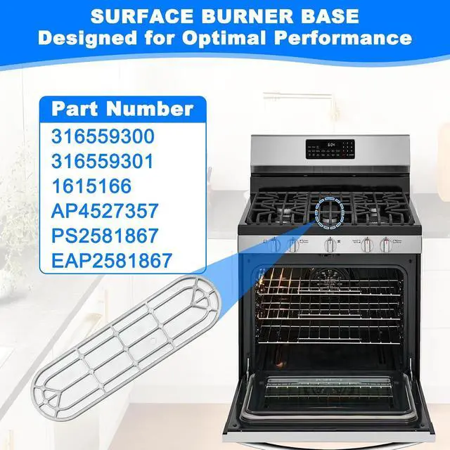 Alt view image 4 of 7 - 316559300 Surface Burner Compatible with Frigidaire FGF348KCN, BGGF3045RFA, etc, Part Number: 316559301,1615166, AP4527357, PS2581867, EAP2581867