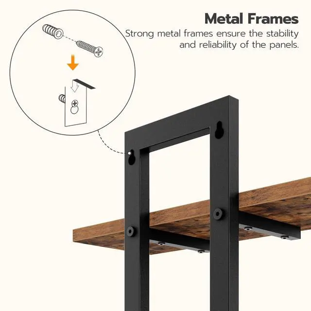 Alt view image 6 of 7 - Floating Shelves, 15 Inch Wall Shelf Set of 2, Wall Mounted Storage Shelves 2-Tier, Hanging Bathroom Shelves, for Living Room, Bedroom, Bathroom, Kitchen, Rustic Brown and Black BF32BJ01G1