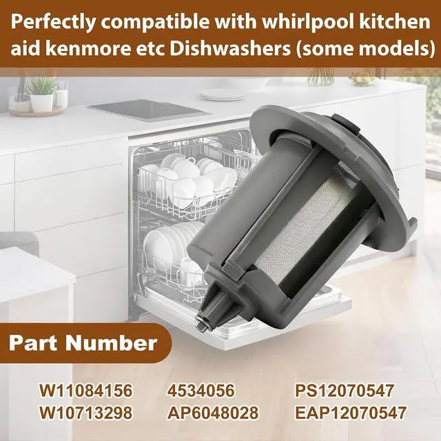 Alt view image 3 of 7 - W11084156 Dishwasher Pump Filter Compatible with whirlpool kenmore kitchen aid KDTM354DSS KDTM354ESS KDTM404ESS etc Dishwasher (Some Models), Replace Number: W10713298 4534056 AP6048028 PS12070547 etc