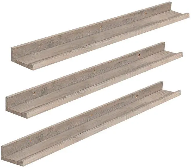 Main image of Floating Shelves, Wall Shelf Set of 3, 35.4 Inches Hanging Shelf with Raised Edge and Invisible Brackets, for Bathroom, Bedroom, Kitchen, Office, Living Room Decor, Greige BG90BJ01