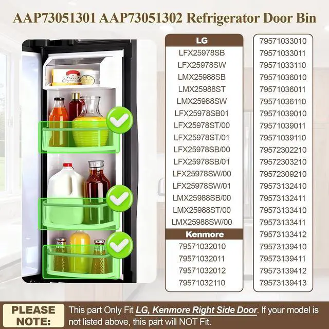 Alt view image 4 of 6 - Upgraded AAP73051302, AAP73051301 Door Bin (Right) Compatible with LG LFX25978SW Door Shelf, LFX25978ST/00 Right Door Bin, LFX25978SB Door Shelf, Kenmore 79551012010, etc, Replacement AAP73051303