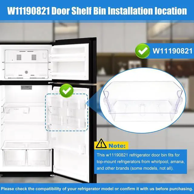 Alt view image 4 of 7 - W11190821, W10805889 Door Shelf Bin Compatible with whirlpool, amana etc refrigerator(some models): WRT518SZFM00, WRT518SZFM02 etc, Door Bin Replacement W10805890, 4547029, AP6286731, PS12348848
