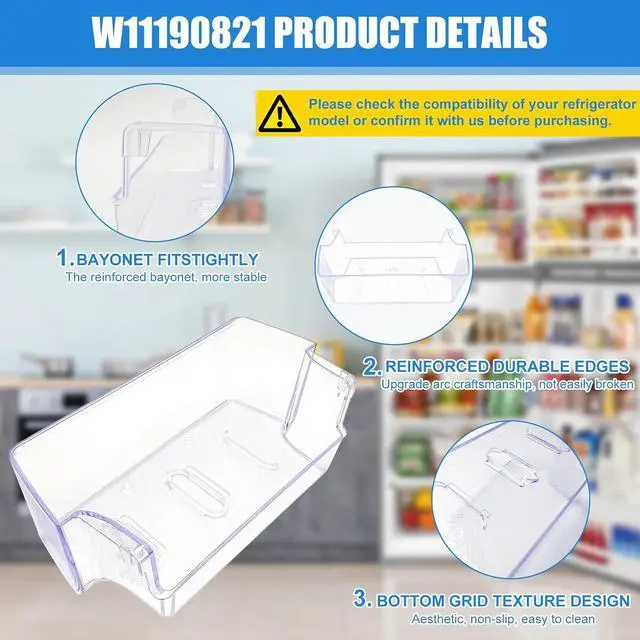 Alt view image 7 of 7 - W11190821, W10805889 Door Shelf Bin Compatible with whirlpool, amana etc refrigerator(some models): WRT518SZFM00, WRT518SZFM02 etc, Door Bin Replacement W10805890, 4547029, AP6286731, PS12348848