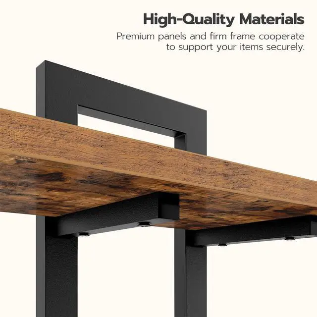 Alt view image 5 of 7 - Floating Shelves, 15 Inch Wall Shelf Set of 3, Wall Mounted Storage Shelves 2-Tier, Hanging Bathroom Shelves, for Living Room, Bedroom, Bathroom, Kitchen, Rustic Brown and Black BF32BJP301