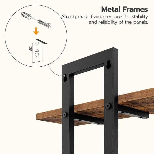 Alt view image 6 of 7 - Floating Shelves, 15 Inch Wall Shelf Set of 3, Wall Mounted Storage Shelves 2-Tier, Hanging Bathroom Shelves, for Living Room, Bedroom, Bathroom, Kitchen, Rustic Brown and Black BF32BJP301