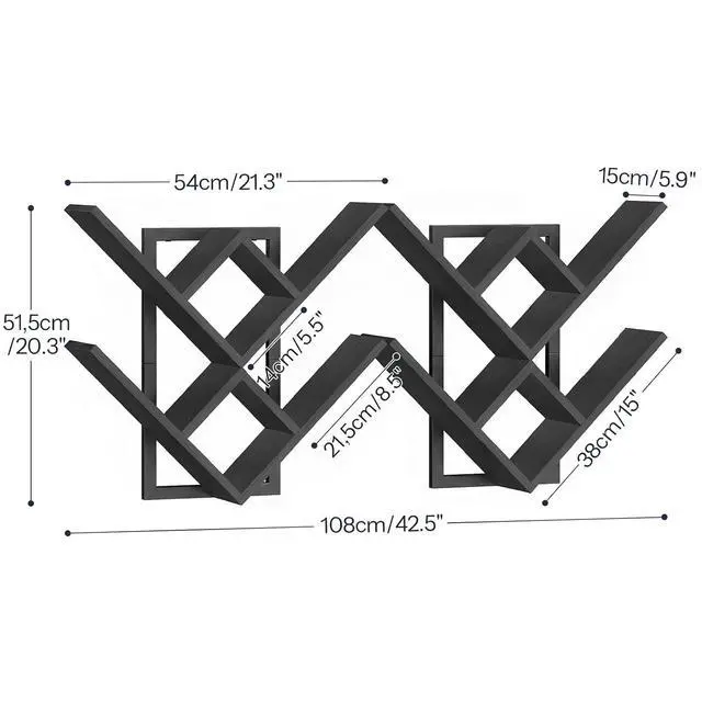 Alt view image 2 of 7 - Floating Shelves for Wall, Set of 2 Wall Mounted Shelves, 2-Tier Wooden Tree Bookshelf, Hanging Shelves Storage Rack, for Living Room, Kitchen, Office, Black BB54BJP201