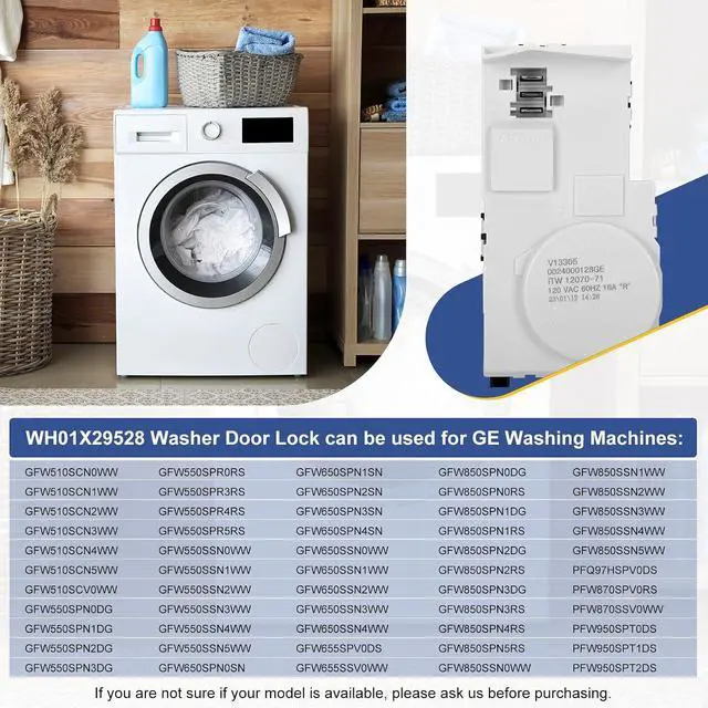 Alt view image 4 of 7 - Upgrade WH01X29528 Washer Door Lock (OEM) Compatible with ge Washing Machine, Replacement AP6985313, EAP12749276, 4958749, PS12749276, PD00060769. 3-Year Warranty