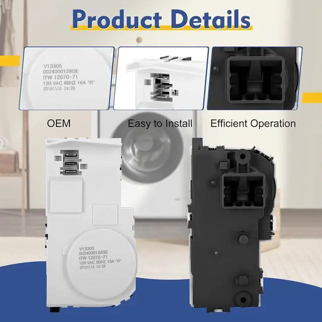 Alt view image 5 of 7 - Upgrade WH01X29528 Washer Door Lock (OEM) Compatible with ge Washing Machine, Replacement AP6985313, EAP12749276, 4958749, PS12749276, PD00060769. 3-Year Warranty