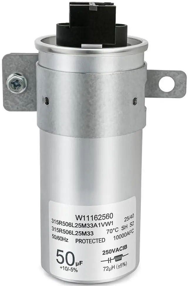 Main image of W11395618 W10625046 Washer Motor Run Capacitor Compatible with Whirlpool maytag Kenmore Crosley Inglis etc (Some Models), Replace Number: W10866250 W11158831 W10843769 W11162560 WPW10625046 etc