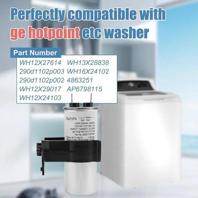 Alt view image 3 of 7 - WH12X27614, 290d1102p003 Washer Start Capacitor and Bracket Kit Compatible with ge, hotpoint etc washers (Some Models),Replace Number: WH12X29017, WH12X24103, 290d1102p002, WH13X28838, WH16X24102 etc